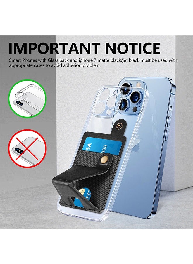 Card Holder for Back of Phone, Phone Stand Stick on Wallet, PU Leather Credit Cards Holder for Cell Phone with Adhesive Sticker for Smart Phones (Black) - Image 2