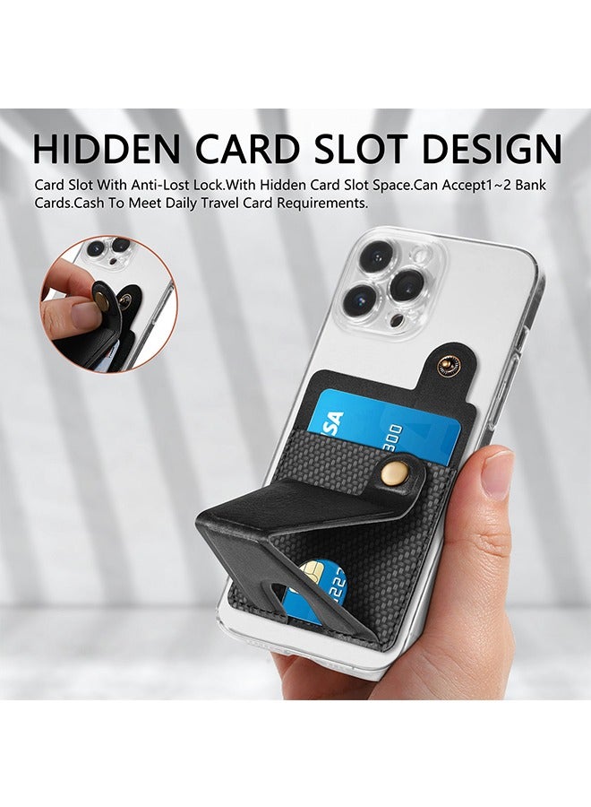 Card Holder for Back of Phone, Phone Stand Stick on Wallet, PU Leather Credit Cards Holder for Cell Phone with Adhesive Sticker for Smart Phones (Black) - Image 3