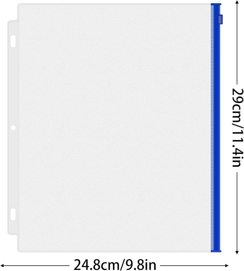 Antner 12 Pack Letter Size Binder Pockets 3 Ring Binder Multicolor Zipper Pouches Document Organizer, PVC 3-Hole Loose Leaf File Folders Insert Sleeves Page Sheet Protectors Business Office Supplies - Image 3