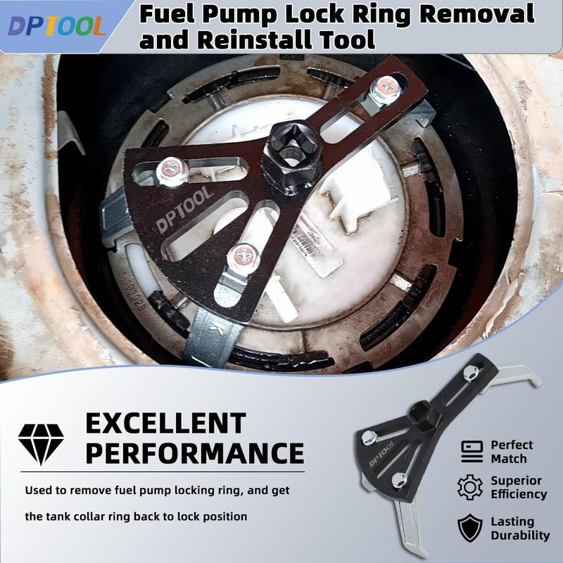 DPTOOL Fuel Pump Lock Ring Removal and Reinstall Tool Adjustable Fuel Lid Tank Cover Collar Ring Spanner 5.2''-7.6'' - Image 2