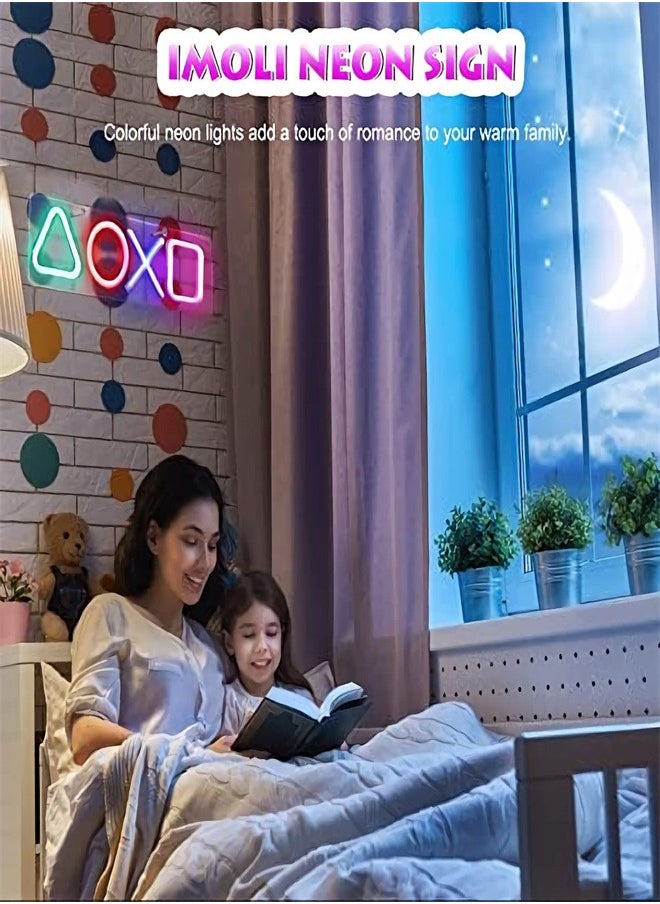 ماركة غير محددة مصابيح نيون LED باضاءة اليكدون للالعاب ايقونات اضاءة بلايستيشن لتزيين حائط غرفة النوم، مفتاح يعمل بمنفذ USB لغرفة الالعاب PS5 وغرفة المعيشة وكهف الرجال والمراهقين وديكور غرفة الالعاب  - Image 5