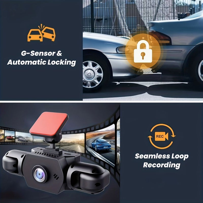 كاميرا Dash Cam كلاسيكية 4 تسجيل عالي الدقة HD مسجل قيادة مناسب للسيارة وظيفة قوية 1080FHD تسجيل حلقي استشعار الجاذبية صورة الرجوع للخلف تسجيل ليلي زاوية واسعة مراقبة الانتظار تركيب سهل تشغيل بسيط - Image 3