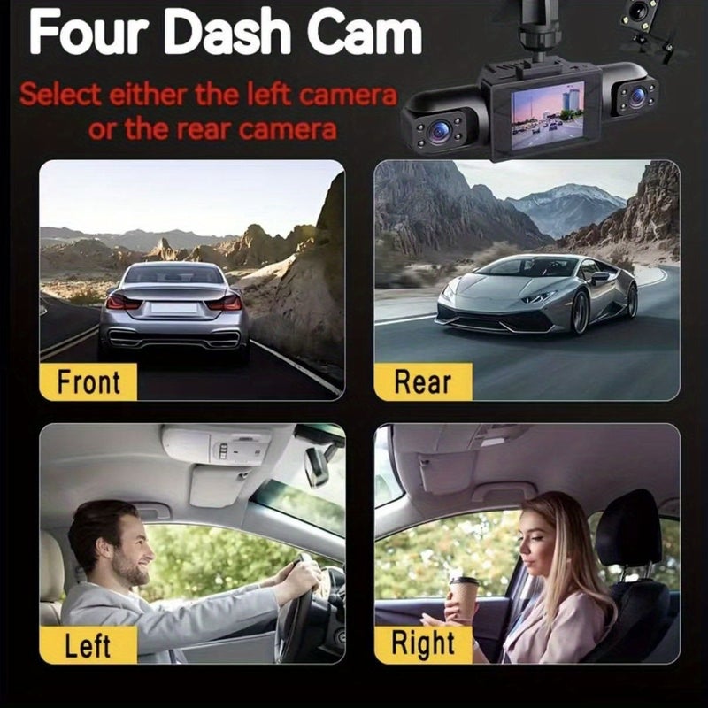 كاميرا Dash Cam كلاسيكية 4 تسجيل عالي الدقة HD مسجل قيادة مناسب للسيارة وظيفة قوية 1080FHD تسجيل حلقي استشعار الجاذبية صورة الرجوع للخلف تسجيل ليلي زاوية واسعة مراقبة الانتظار تركيب سهل تشغيل بسيط - Image 2