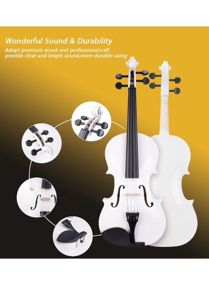 مايك ميوزيك 4/4 مجموعة كمان كمان كامل الحجم للطلاب المبتدئين كمان أبيض لمبتدئين مجموعة كمان للأطفال والكبار مع قوس من خشب البرازيل، مجموعة أوتار كمان، جسر، صمغ وعلبة خفيفة الوزن - Image 4
