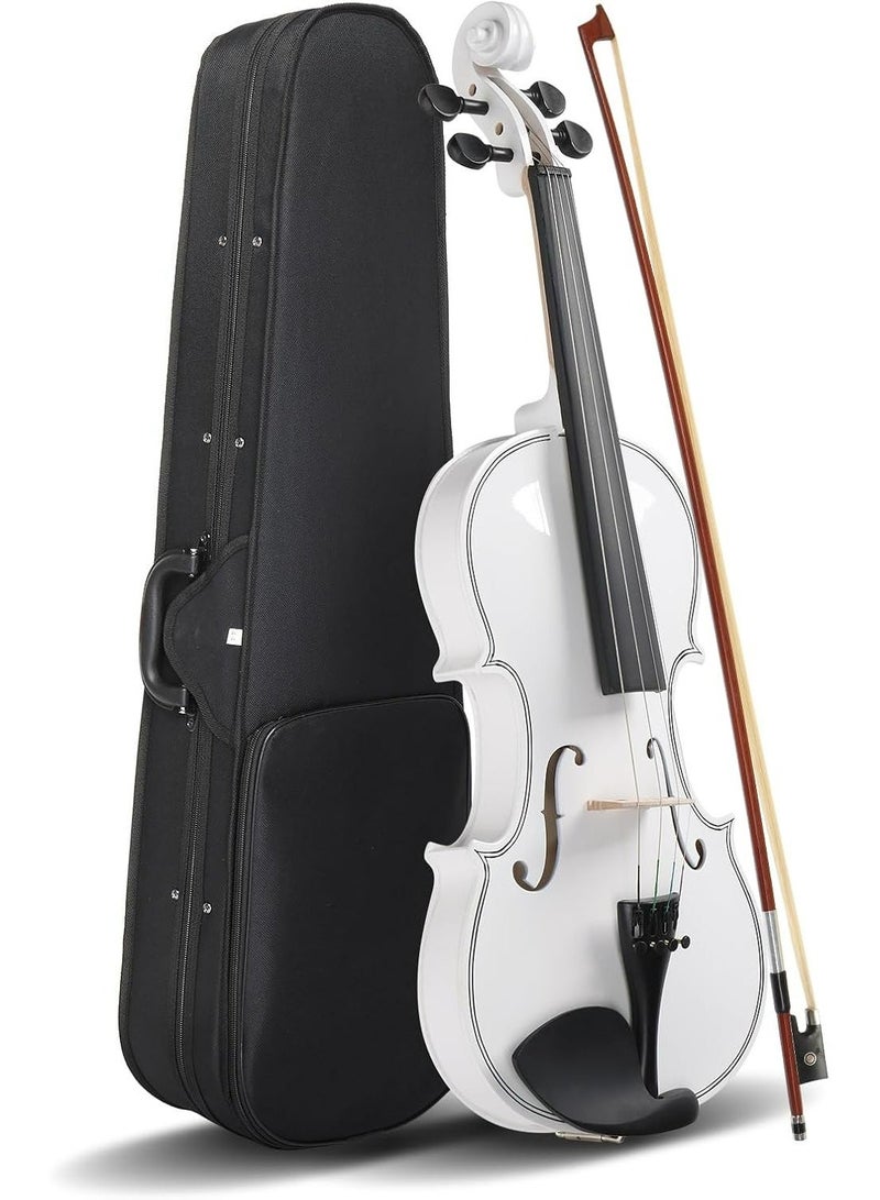 مايك ميوزيك 4/4 مجموعة كمان كمان كامل الحجم للطلاب المبتدئين كمان أبيض لمبتدئين مجموعة كمان للأطفال والكبار مع قوس من خشب البرازيل، مجموعة أوتار كمان، جسر، صمغ وعلبة خفيفة الوزن - Image 2