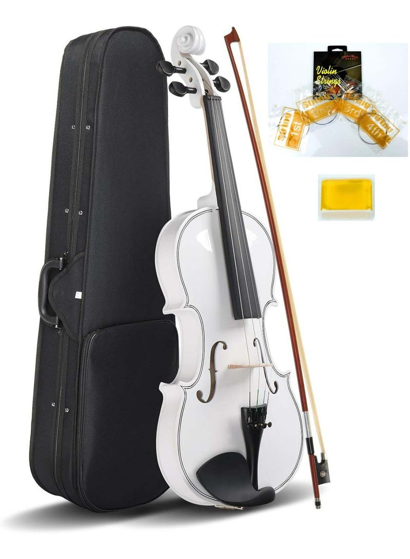 مايك ميوزيك 4/4 مجموعة كمان كمان كامل الحجم للطلاب المبتدئين كمان أبيض لمبتدئين مجموعة كمان للأطفال والكبار مع قوس من خشب البرازيل، مجموعة أوتار كمان، جسر، صمغ وعلبة خفيفة الوزن - Image 1