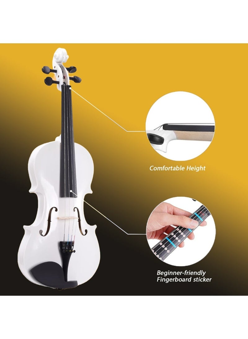 مايك ميوزيك 4/4 مجموعة كمان كمان كامل الحجم للطلاب المبتدئين كمان أبيض لمبتدئين مجموعة كمان للأطفال والكبار مع قوس من خشب البرازيل، مجموعة أوتار كمان، جسر، صمغ وعلبة خفيفة الوزن - Image 3