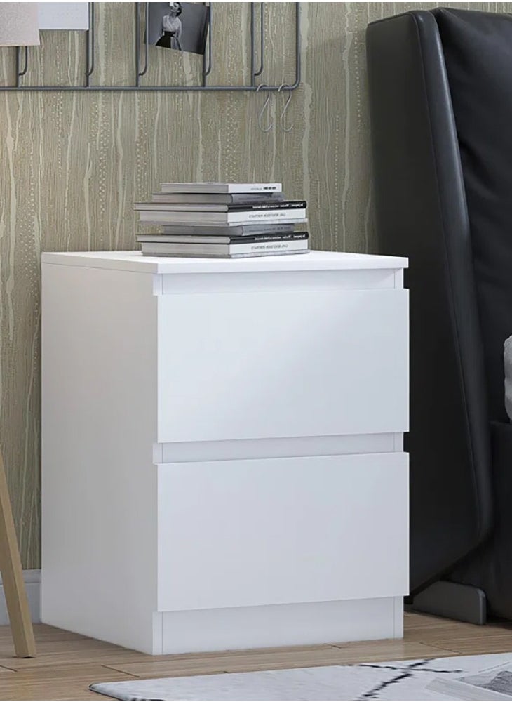 AnneFish - 40*40*55cm NightStand for Bedroom Rustic Side Table Simple Bedside End Table with 2 Storage Drawers For Home White - Image 1