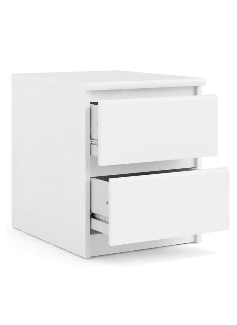 AnneFish - 40*40*55cm NightStand for Bedroom Rustic Side Table Simple Bedside End Table with 2 Storage Drawers For Home White - Image 1