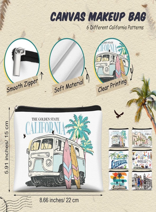 Reginary 6 Pcs Texas Cosmetic Bag Souvenir Gifts California Makeup Bag Florida Souvenir Gifts Zipper Pouch for Women Traveler Party Favors - Image 2