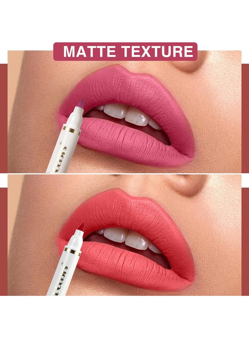 SYOSI Lip Stain Marker Pen Kit, Hydrating Liquid Lip Liner Pencil, Matte Finish, Long-Lasting Waterproof Smudge-Proof Formula, Precise Chisel Tip for Smooth Application - Image 2