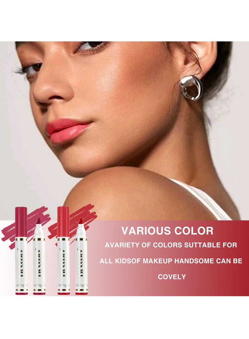 SYOSI Lip Stain Marker Pen Kit, Hydrating Liquid Lip Liner Pencil, Matte Finish, Long-Lasting Waterproof Smudge-Proof Formula, Precise Chisel Tip for Smooth Application - Image 4