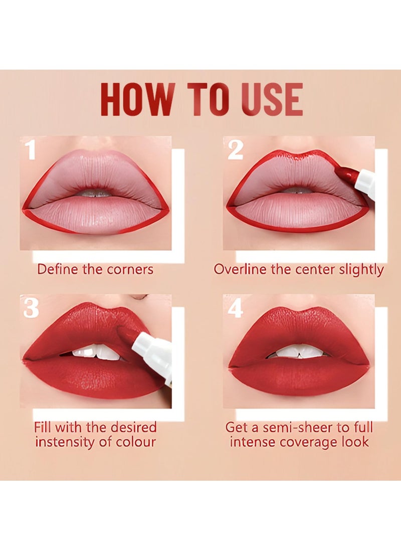 SYOSI Lip Stain Marker Pen Kit, Hydrating Liquid Lip Liner Pencil, Matte Finish, Long-Lasting Waterproof Smudge-Proof Formula, Precise Chisel Tip for Smooth Application - Image 5