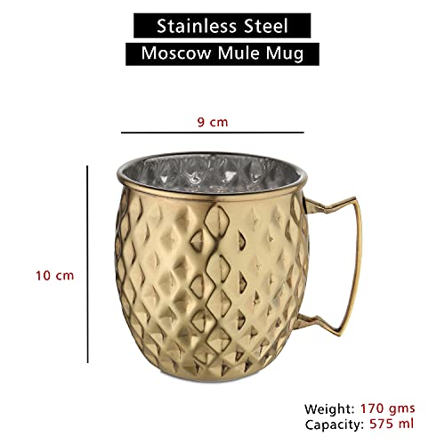 STEREN IMPEX | Stainless Steel Moscow Mule Beer Mugs Gift Set for Christmas/New Year/Festival, Diamond Gold Plated - Set of 2 - Image 3