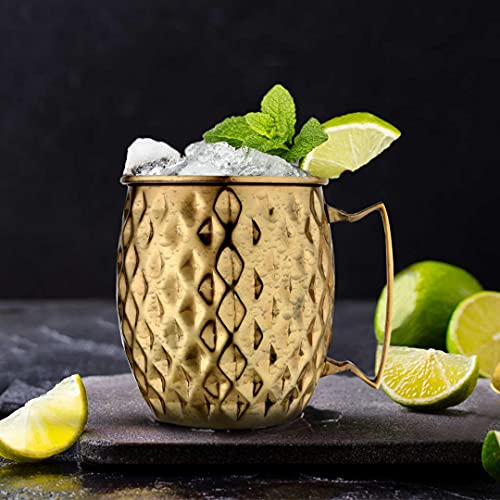 STEREN IMPEX | Stainless Steel Moscow Mule Beer Mugs Gift Set for Christmas/New Year/Festival, Diamond Gold Plated - Set of 2 - Image 2