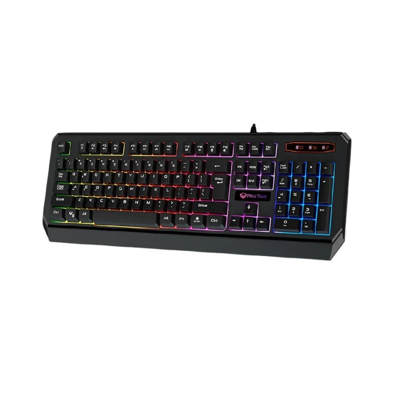 MEETION MT-K9320 Full-Size Gaming Keyboard With Adjustable RGB Backlight, Membrane Keys, Number Pad, Shortcut Keys And Wired USB, Black - Image 2
