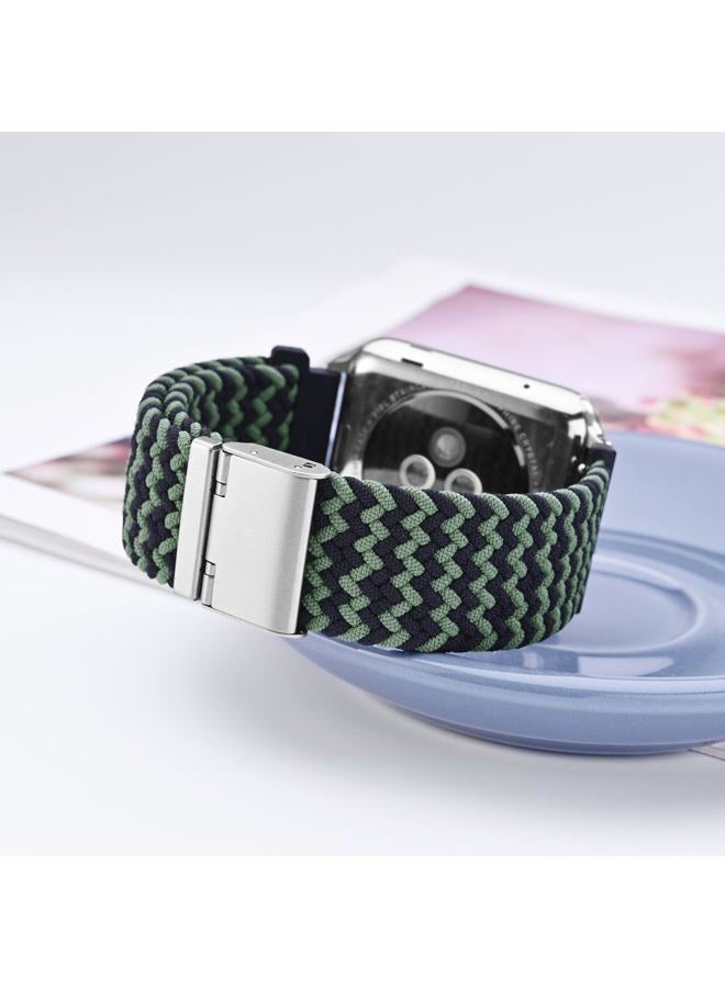 WOCCI 22mm Braided Nylon Watch Band for Men and Women, Quick Release, Silver Stainless Steel Buckle (Green Black) - Image 2