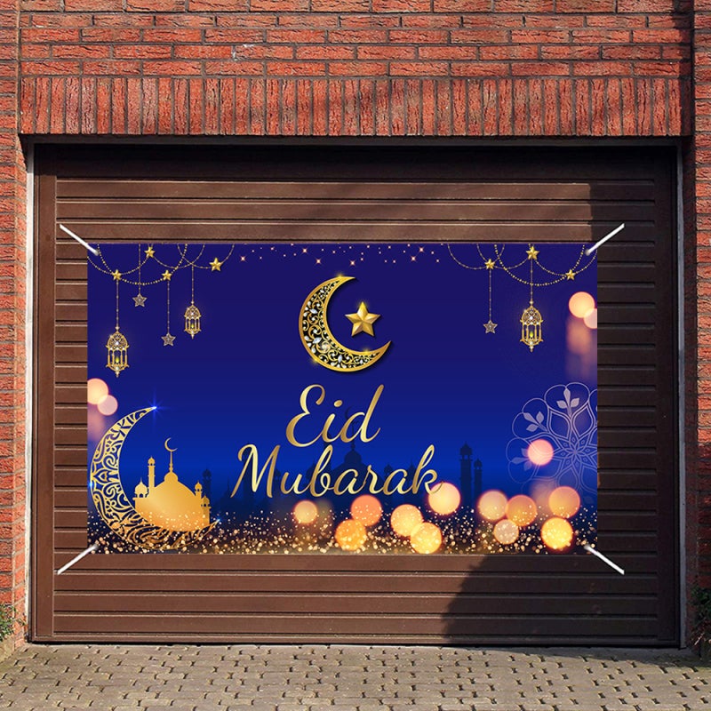 قماش معلق لرمضان متعدد الألوان بتقنية الطباعة الرقمية عالية الدقة، نسيج مقاوم للبهتان - حواف أنيقة غير متآكلة، قماش متين للاستخدام في ديكور حفلات عيد المسلمين العائلية - Image 4
