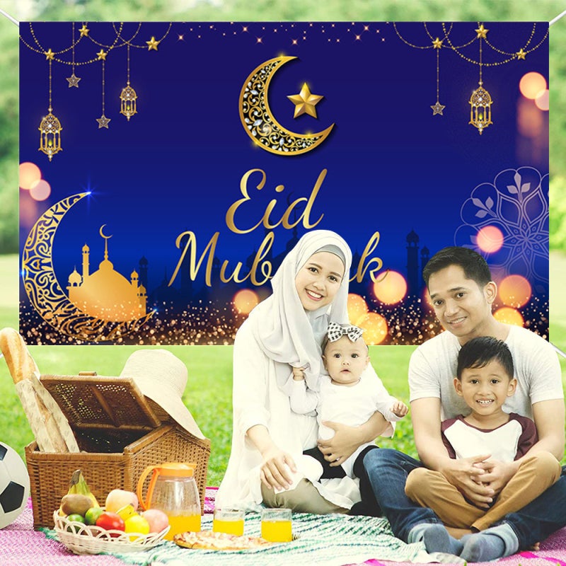 قماش معلق لرمضان متعدد الألوان بتقنية الطباعة الرقمية عالية الدقة، نسيج مقاوم للبهتان - حواف أنيقة غير متآكلة، قماش متين للاستخدام في ديكور حفلات عيد المسلمين العائلية - Image 2