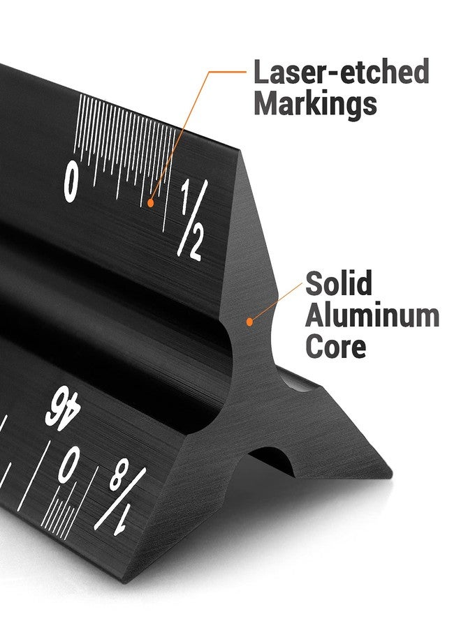 Hutou 12" Architectural Scale Ruler Aluminum Architect Scale Triangular Scale Ruler for Architects, Draftsman, Students and Engineers, Black - Image 4