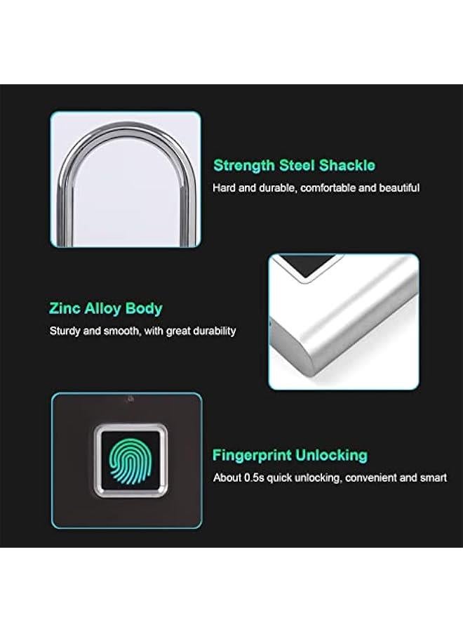 BWSJ Smart Fingerprint Padlock  Keyless 10 Fingerprints Morse Code Emergency Unlocking Easy Operation IP56 Waterproof Antitheft Security Padlock Door Luggage Back Lock - Image 2