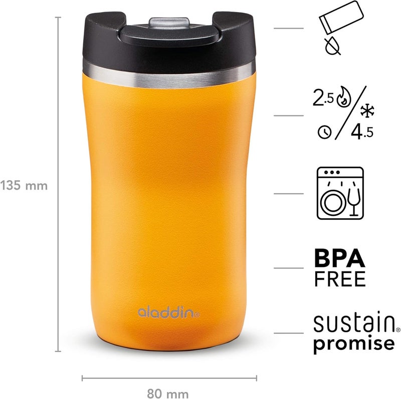 Aladdin Barista Café Thermavac Leak-Lock Stainless Steel Travel Mug 0.25L Sun Yellow - Image 4