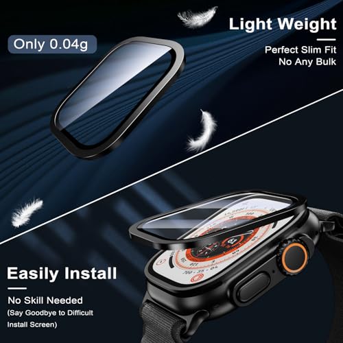 WSKEN for Apple Watch Ultra 3/Ultra 2/Ultra Screen Protector 49mm,9H Tempered Glass + Titanium Alloy Frame, [Keep Original] [Touch Sensitive] Lightweight Protective Glass Film for iwatch Ultra 3/2/1 - Image 5