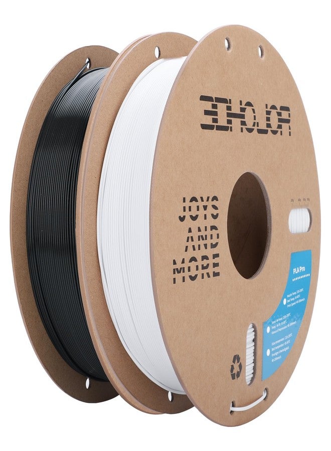 3DHoJor PLA Pro (PLA+) Filament 1.75mm 3D Printing Filament Bundle 1kg*2 (4.4lbs) Dimensional Accuracy +/- 0.03 mm-2 Pack Black+Cold White - Image 1
