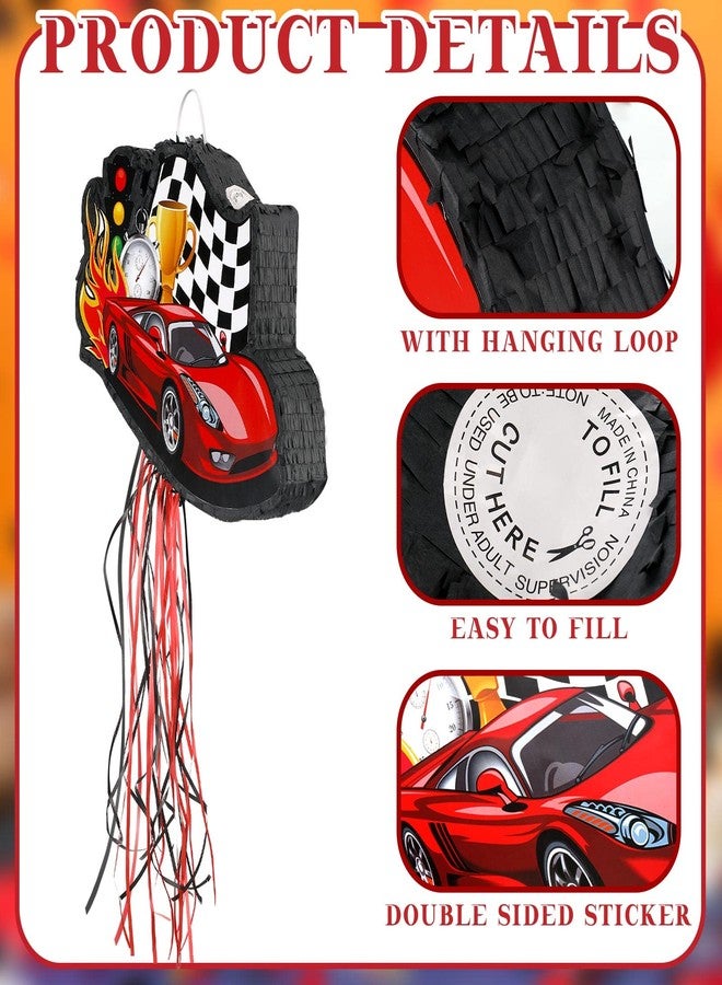 Seematn Race Car Piñata Bundle with a Blindfold, Bat and Confetti Birthday Party Supplies Small Racing Piñata for Kids Boy Construction Party Favors Decor - Image 3