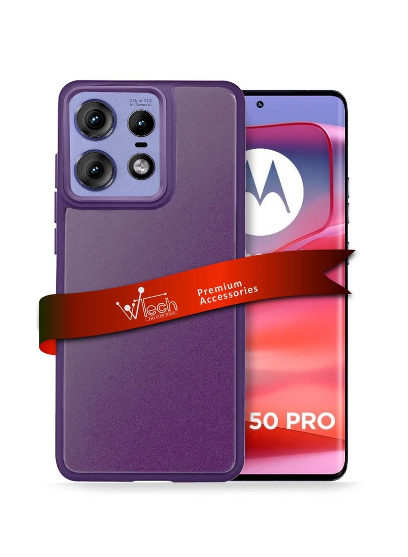 Wtech Hard Silicone Hybrid Translucent Slim Stylish Case Cover For Motorola Edge 50 Pro 5G 2024 Eggplant Purple - Image 1