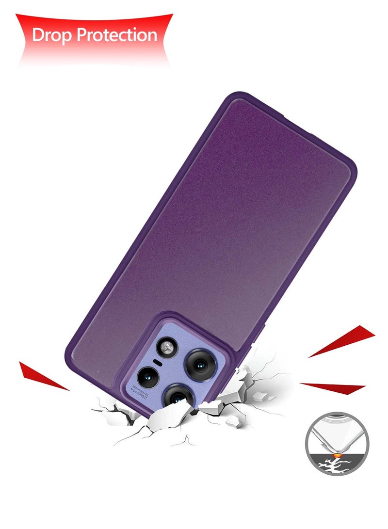 Wtech Hard Silicone Hybrid Translucent Slim Stylish Case Cover For Motorola Edge 50 Pro 5G 2024 Eggplant Purple - Image 4