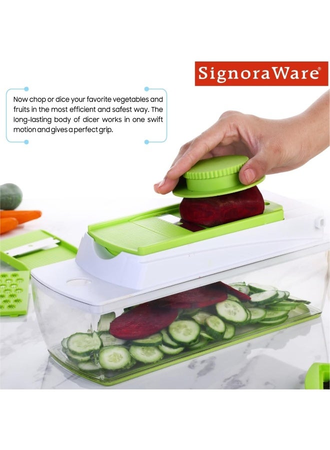 Signoraware 14 in 1 Multi-Purpose Vegetable and Fruit Chopper, Fruit Grater, Slicer Dicer, Chipper, Peeler | Hand Chopper, Cutter | Best Kitchen Tool Accessories, Set of 1, Multicolour - Image 5