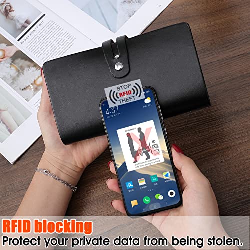 Romozi RFID Credit Card Holder, Leather Business Card Organizer with 96 Card Slots, Credit Card Protector for Managing Your Different Cards and Important Documents to Prevent Loss or Damage (Black) - Image 4
