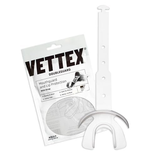 Vettex Markwort Vettex Doubleguard Mouthguard for Football, Lacrosse, MMA, Boxing, Braces - Breathable Doubleguard with Lip Protection and Strap,White - Image 1