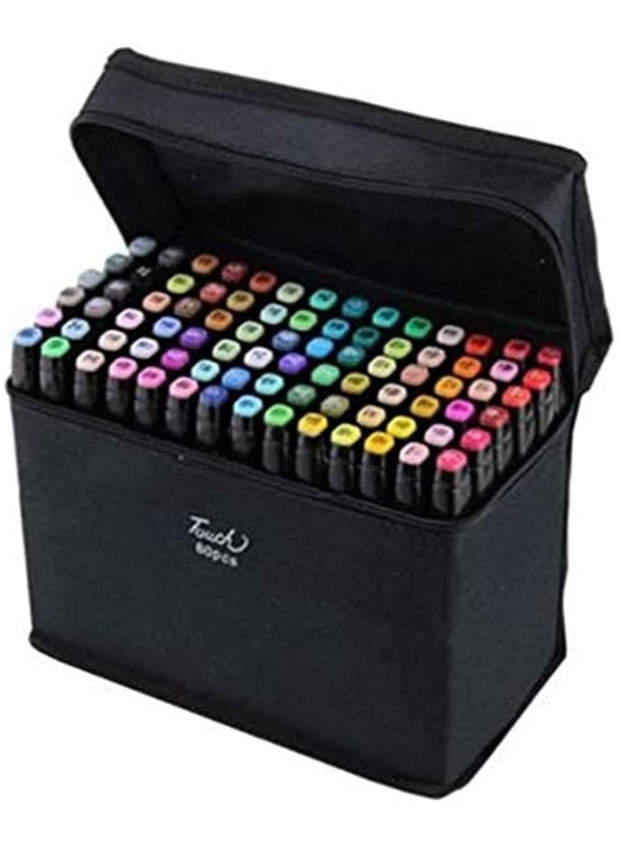 Touch 60 Pcs Colors Art Sketch Drawing Twin Marker Painting Pens Portable Color with Carrying Case Suitable for Adult and Kids - Image 1