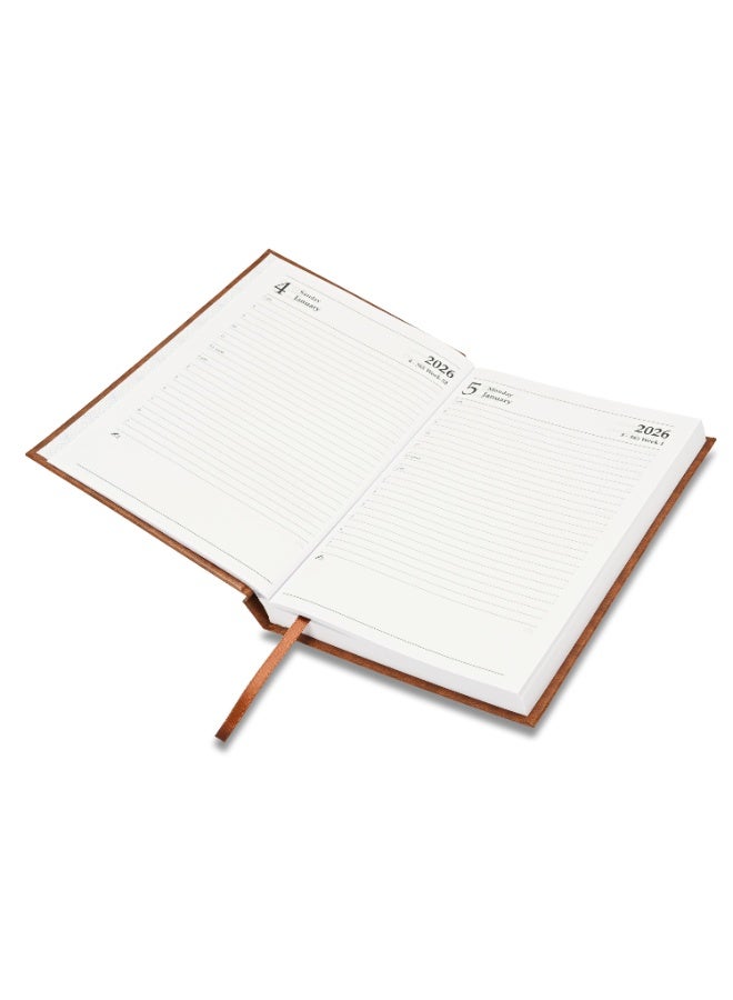FIS 2026 Diary, A5 Size Diary(148x210mm), Hard Cover Vinyl Materials, English, 60gsm White Paper, Brown Color-FSDI21E26BR - Image 2