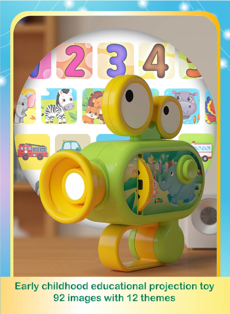 Kids Projector Torch, Children's Handheld Educational Toy with 96 Images & 12 Themes for Early Learning, Home Cinema Experience, Suitable for Toddlers 18+ Months (Green) - Image 1