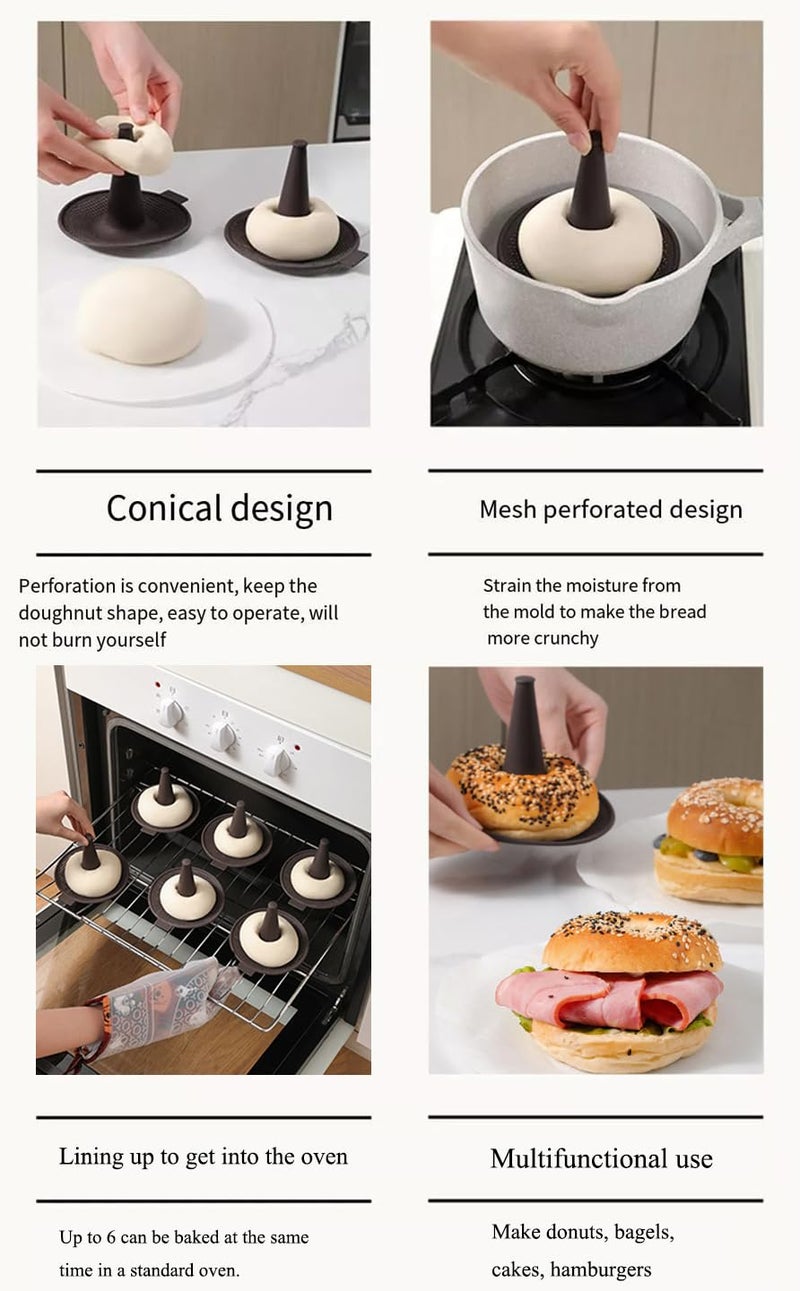 CJQINGRUN Silicone Donut Pan and Bagel Mold Set, 6-Piece Non-Stick Donut Molds for Baking, Doughnut Pan, Bagel Maker, Reusable & Easy Clean Bakeware for Homemade Pastries - Image 4