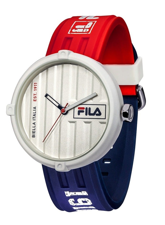 Fila Style Unisex Analog Watch Alloy Steel Case Blue & Red Silicone Strap, 38-338-103, size 40mm - Image 2