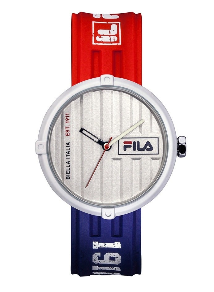 Fila Style Unisex Analog Watch Alloy Steel Case Blue & Red Silicone Strap, 38-338-103, size 40mm - Image 1