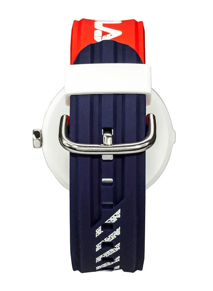 FILA Fila Style Unisex Analog Watch Alloy Steel Case Blue & Red Silicone Strap, 38-338-103, size 40mm