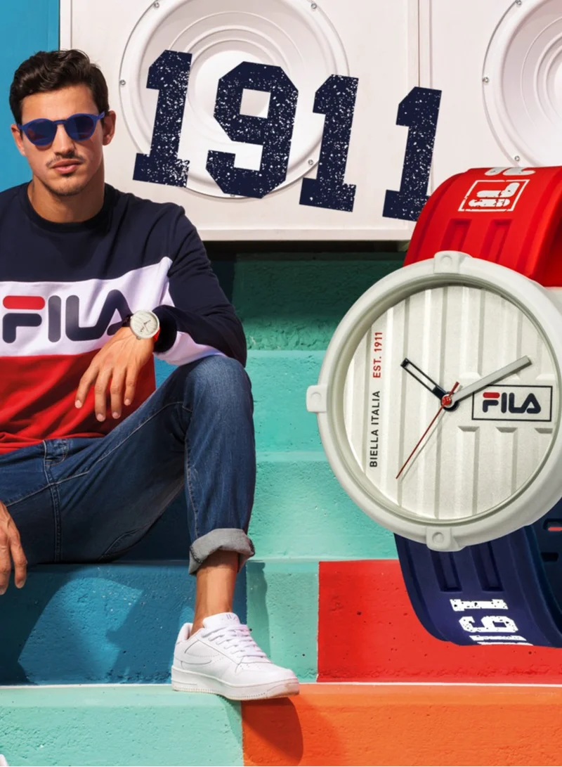 FILA Fila Style Unisex Analog Watch Alloy Steel Case Blue & Red Silicone Strap, 38-338-103, size 40mm