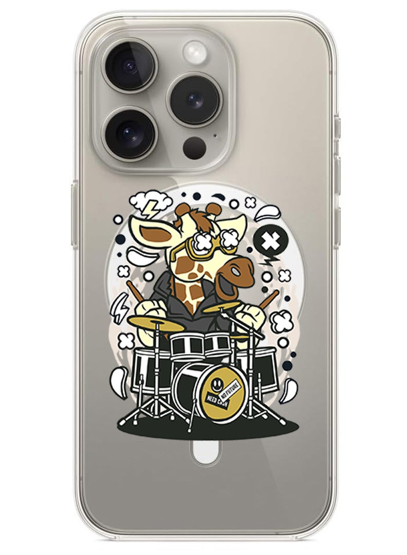 Theodor Magnetic Case for iPhone 15 Pro 6.1-inch Compatible with MagSafe Wireless Charging, Shockproof Phone Bumper Cover Cow drumming copy - Image 1