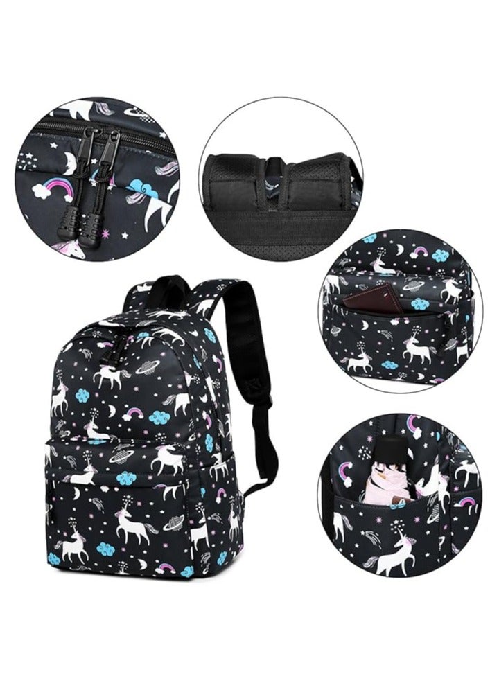 3PCS School Backpack Set, Portable Unicorn Casual Daypack for Boys Girls, Students Shoulder Bag, Laptop Backpack, with Sling Crossbody Bag and Storage Bag, Book Bags, for School College Office Travel - Image 4