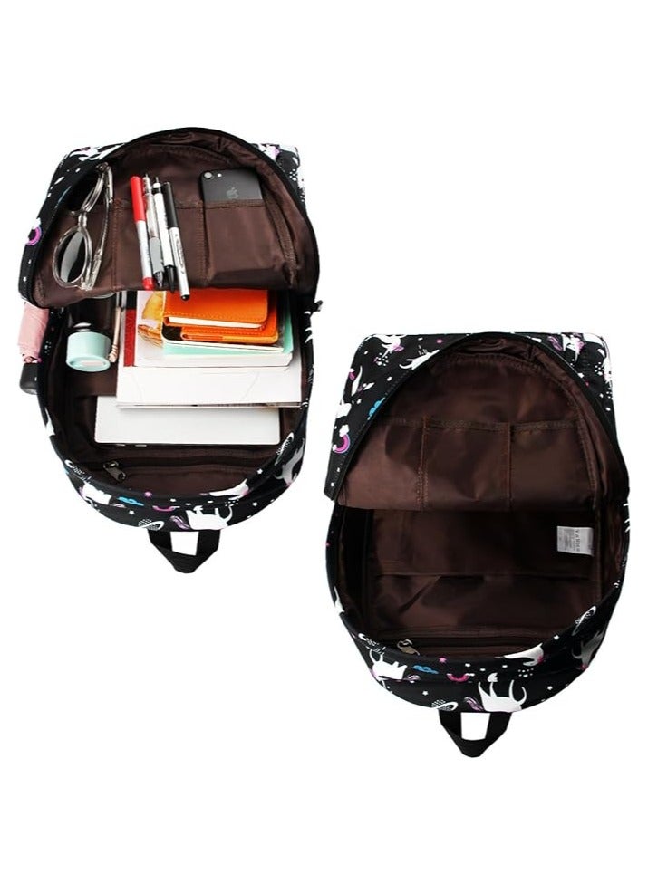3PCS School Backpack Set, Portable Unicorn Casual Daypack for Boys Girls, Students Shoulder Bag, Laptop Backpack, with Sling Crossbody Bag and Storage Bag, Book Bags, for School College Office Travel - Image 5