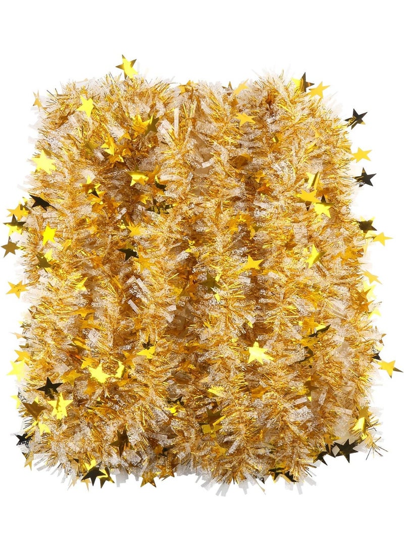 Tinsel 10M Gold Chunky Christmas Tinsel Garland with Stars for Christmas Tree Decorations - Image 3