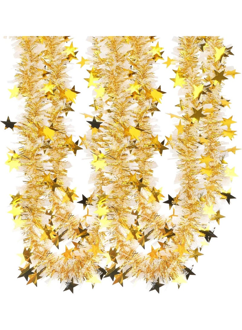 Tinsel 10M Gold Chunky Christmas Tinsel Garland with Stars for Christmas Tree Decorations - Image 4