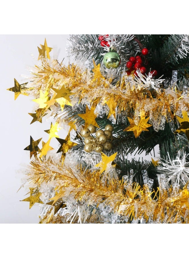Tinsel 10M Gold Chunky Christmas Tinsel Garland with Stars for Christmas Tree Decorations - Image 5