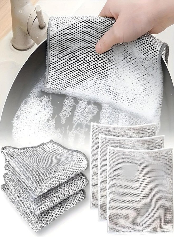 VONITY [ 20 Pcs Non-Scratch, Dish Cloth | Steel Wire, Dishwashing Cloth Scrub | Scrubber for Utensils, Cleaning Clothes for Dish, Sink & Counters | Single Layer Wet & Dry Dishwashing Rag