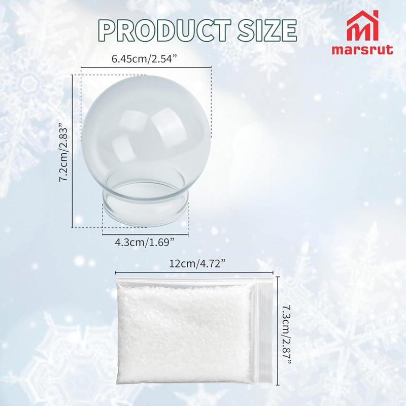 Marsrut طقم كرة ثلج زجاجية فارغة DIY بقطر خارجي 2-1/2" (65 مم) ، كرة بلاستيكية شفافة للإصلاح والاستبدال مع ثلج ، زينة صغيرة لعيد الميلاد - Image 2